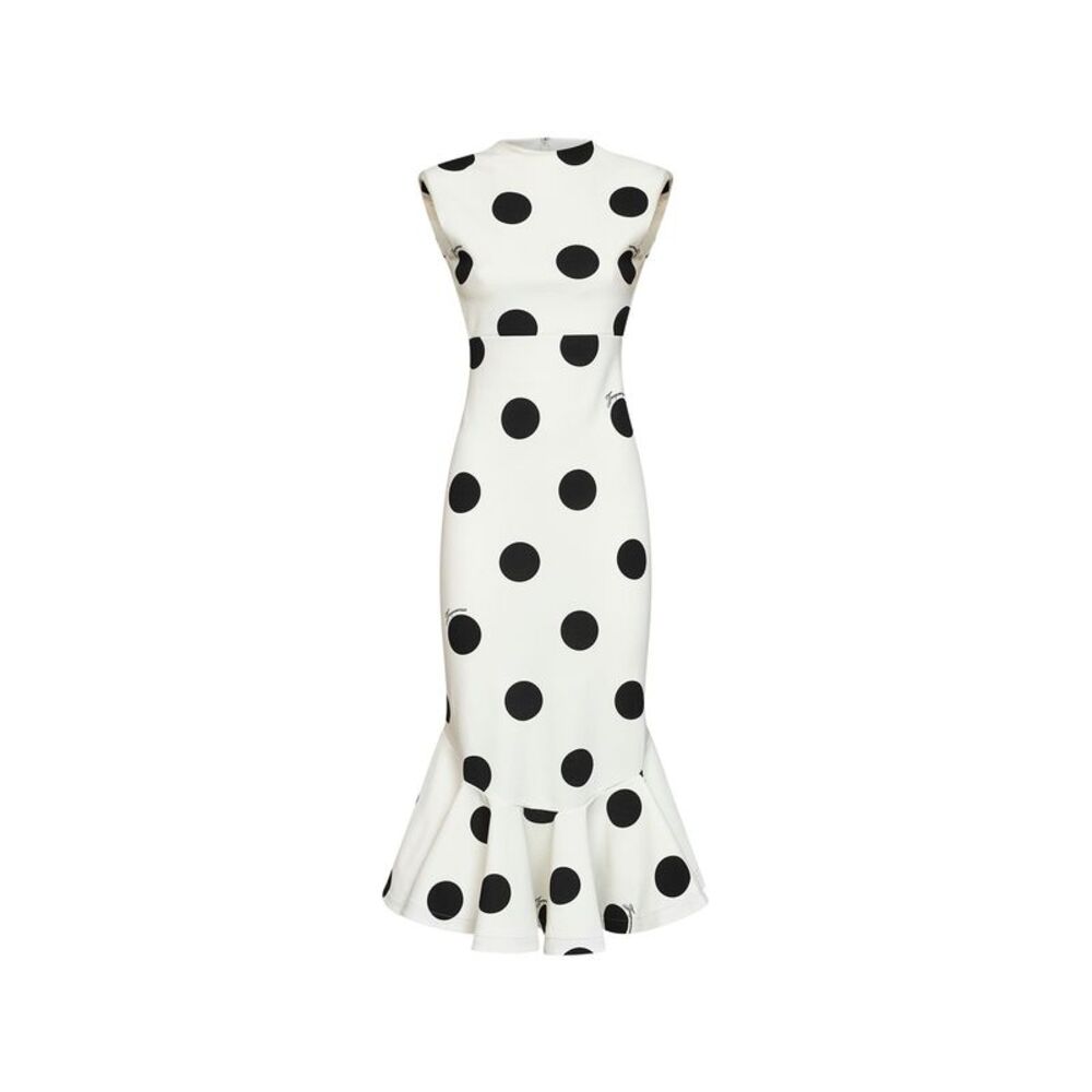Jacquemus Women Black And White Polka-Dot Compact Jersey The Palmier Midi Dress